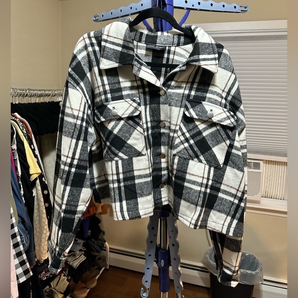🌼Lane Bryant Plaid Black and White Women's Jacket Size 22/24 - Picture 3 of 7
